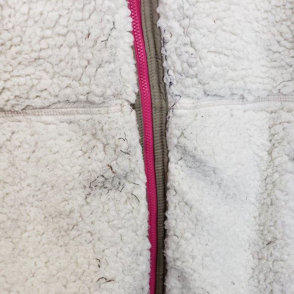 Mountain Hardwear Tan/White Fleece Quilted Reversible Full Zip Winter Vest L - Picture 9 of 16